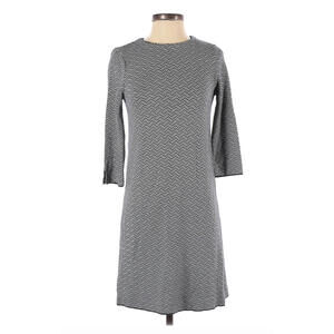 ZARA Knit Dress Black White 3/4 Sleeve Stretch Knee Length A-Line Women's S
